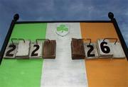 26 January 2002; The scoreboard at the Hurling Club of Argentina refelects the points total of the actual score 3-13 to  5-11, in favour of the 2000 team, at the end of the  Eircell Vodafone GAA All-Stars Exibition game at Hurlingham in Buenos Aires, Argentina. Picture credit; Ray McManus / SPORTSFILE