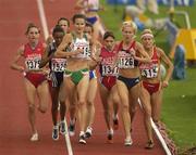 10 August 2002; Sonia O'Sullivan of Ireland , 849, leads the field from Gunhild Hauhen of Norway, 1126, during the Women's 5000m Final at the European Championships in the Olympic Stadium in Munich, Germany. Photo by Brendan Moran/Sportsfile