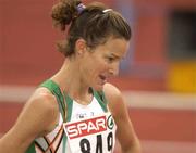 10 August 2002; Sonia O'Sullivan of Ireland, 849, after crossing the finish line in second place to win the silver medal in the Women's 5000m Final at the European Championships in the Olympic Stadium in Munich, Germany. Photo by Brendan Moran/Sportsfile