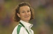 10 August 2002; Sonia O'Sullivan of Ireland after collecting the silver medal she won in the Women's 5000m Final at the European Championships in the Olympic Stadium in Munich, Germany. Photo by Brendan Moran/Sportsfile