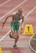 11 August 2002; Robert Daly of Ireland in action during the Men's 4x400m Final at the European Championships in the Olympic Stadium in Munich, Germany. Photo by Brendan Moran/Sportsfile