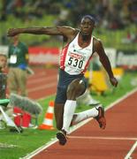 8 August 2002; Phillips Idowu of Great Britain in action during the Men's Triple Jump Final at the European Championships in the Olympic Stadium in Munich, Germany. Photo by Brendan Moran/Sportsfile