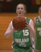 15 August 2002; Eileen O'Connor of Ireland during the  European Championship Qualifiers for Cadets and Cadettes match between Ireland Cadettes and Portugal Cadettes at ESB Arena in Tallaght, Dublin. Photo by Brendan Moran/Sportsfile