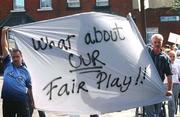 17 August 2002; Local residents protest outside Croke Park before the Bank of Ireland All-Ireland Senior Football Championship Quarter-Final Replay match between Dublin and Donegal at Croke Park in Dublin. Photo by Damien Eagers/Sportsfile