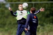 18 August 2002; Colin Healy, left, and Kevin Kilbane  during a Republic of Ireland training session at the AUL Complex in Clonshaugh, Dublin. Photo by David Maher/Sportsfile