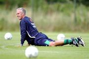 18 August 2002; Republic of Ireland manager Mick McCarthy stretches during a Republic of Ireland training session at the AUL Complex in Clonshaugh, Dublin. Photo by David Maher/Sportsfile