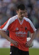 18 August 2002; A dejected Dara McGarty of Sligo, wearing an Armagh jersey, after the Bank of Ireland All-Ireland Senior Football Championship Quarter-Final Replay match between Armagh and Sligo at Páirc Tailteann in Navan, Meath. Photo by Brendan Moran/Sportsfile