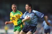 17 August 2002; Colin Moran of Dublin in action against Kevin Cassidy of Donegal during the Bank of Ireland All-Ireland Senior Football Championship Quarter-Final Replay match between Dublin and Donegal at Croke Park in Dublin. Photo by Damien Eagers/Sportsfile