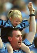 17 August 2002; Dublin supporters cheer on their team during the Bank of Ireland All-Ireland Senior Football Championship Quarter-Final Replay match between Dublin and Donegal at Croke Park in Dublin. Photo by Damien Eagers/Sportsfile