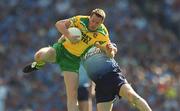 17 August 2002; Raymond Sweeney of Donegal in action against Dessie Farrell of Dublin during the Bank of Ireland All-Ireland Senior Football Championship Quarter-Final Replay match between Dublin and Donegal at Croke Park in Dublin. Photo by Ray McManus/Sportsfile