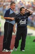 17 August 2002; Dublin manager Tommy Lyons, right, with selector Paul Caffrey during the Bank of Ireland All-Ireland Senior Football Championship Quarter-Final Replay match between Dublin and Donegal at Croke Park in Dublin. Photo by Brendan Moran/Sportsfile