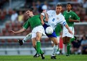 20 August 2002; Liam Miller of Republic of Ireland in action against Antti Okkonen of Finland during the U21 International Friendly match between Finland and Republic of Ireland at Finnair Stadium in Helsinki, Finland. Photo by David Maher/Sportsfile