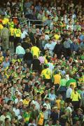 17 August 2002; Donegal fans leave prior to the end of the match during the Bank of Ireland All-Ireland Senior Football Championship Quarter-Final Replay match between Dublin and Donegal at Croke Park in Dublin. Photo by Damien Eagers/Sportsfile