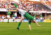 21 August 2002; Robbie Keane of Republic of Ireland celebrates after scoring a goal for his side during the International Friendly match between Finland and Republic of Ireland at the Olympic Stadium in Helsinki, Finland. Photo by David Maher/Sportsfile