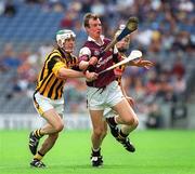 18 August 2002; Joe Gantley of Galway in action against Keith Nolan and Richie Power, right, of Kilkenny during the All-Ireland Minor Hurling Championship Semi-Final match between Kilkenny and Galway at Croke Park in Dublin. Photo by Brian Lawless/Sportsfile