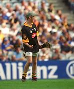 18 August 2002; Kilkenny goalkeeper Colm Grant celebrates a late point for his side during the All-Ireland Minor Hurling Championship Semi-Final match between Kilkenny and Galway at Croke Park in Dublin. Photo by Brian Lawless/Sportsfile