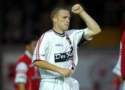 23 August 2002; Glen Crowe of Bohemians celebrates after scoring a goal for his side during the eircom League Premier Division match between St Patrick's Athletic and Bohemians at Richmond Park in Dublin. Photo by David Maher/Sportsfile