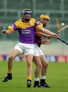 24 August 2002; Diarmuid Lyng of Wexford in action against Ger Farragher of Galway during the All-Ireland U21 Hurling Championship Semi-Final match between Galway and Wexford at Semple Stadium in Thurles, Tipperary. Photo by Damien Eagers/Sportsfile