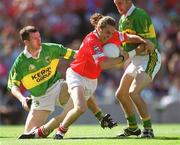 25 August 2002; Alan Cronin of Cork in action against Michael McCarthy, left, and John Sheehan of Kerry during the Bank of Ireland All-Ireland Senior Football Championship Semi-Final match between Kerry and Cork at Croke Park in Dublin. Photo by Ray McManus/Sportsfile