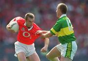 25 August 2002; Nicholas Murphy of Cork in action against Liam Hassett of Kerry during the Bank of Ireland All-Ireland Senior Football Championship Semi-Final match between Kerry and Cork at Croke Park in Dublin. Photo by Ray McManus/Sportsfile