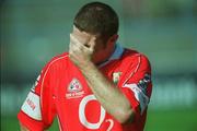 25 August 2002; A dejected Eoin Sexton of Cork after the Bank of Ireland All-Ireland Senior Football Championship Semi-Final match between Kerry and Cork at Croke Park in Dublin. Photo by Brian Lawless/Sportsfile