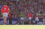 25 August 2002; Fionan Murray of Cork and Tom O'Sullivan of Kerry walk off after being sent off during the Bank of Ireland All-Ireland Senior Football Championship Semi-Final match between Kerry and Cork at Croke Park in Dublin. Photo by Ray McManus/Sportsfile