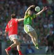 25 August 2002; Séamus Moynihan of Kerry in action against Colin Corkery of Cork during the Bank of Ireland All-Ireland Senior Football Championship Semi-Final match between Kerry and Cork at Croke Park in Dublin. Photo by Damien Eagers/Sportsfile