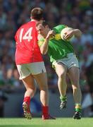 25 August 2002; Séamus Moynihan of Kerry in action against Colin Corkery of Cork during the Bank of Ireland All-Ireland Senior Football Championship Semi-Final match between Kerry and Cork at Croke Park in Dublin. Photo by Damien Eagers/Sportsfile