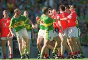 25 August 2002; Kerry and Cork players tussle during the Bank of Ireland All-Ireland Senior Football Championship Semi-Final match between Kerry and Cork at Croke Park in Dublin. Photo by Damien Eagers/Sportsfile