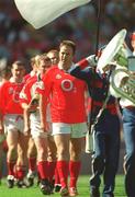 25 August 2002; Cork captain Colin Corkery leads his team in the parade prior to the Bank of Ireland All-Ireland Senior Football Championship Semi-Final match between Kerry and Cork at Croke Park in Dublin. Photo by Ray McManus/Sportsfile