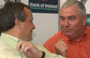 27 August 2002; Armagh manager Joe Kernan, right, with Dublin maanger Tommy Lyons at a Bank of Ireland Football Championship press conference at Bank of Ireland Headquarters on Baggot Street in Dublin. Photo by Pat Murphy/Sportsfile