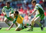 25 August 2002; Barry Regan of Meath in action against John Martin Clifford of Kerry during the All-Ireland Minor Football Championship Semi-Final match between Meath and Kerry at Croke Park in Dublin. Photo by Ray McManus/Sportsfile