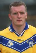 29 August 2002; Brian Lohan during a Clare Hurling squad portraits session at Cusack Park in Ennis, Clare. Photo by Brian Lawless/Sportsfile