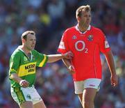 25 August 2002; Séamus Moynihan marks Colin Corkery of Cork during the Bank of Ireland All-Ireland Senior Football Championship Semi-Final match between Kerry and Cork at Croke Park in Dublin. Photo by Damien Eagers/Sportsfile