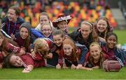 20 August 2017; Members of the Athenry Co Galway Girls U14 Camogie team celebrate winning the championship during day 2 of the Aldi Community Games August Festival 2017 at the National Sports Campus in Dublin. Photo by Cody Glenn/Sportsfile