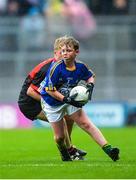 20 August 2017; David Hanlon of Scoil Mhuire na Trócaire, Co Cork, representing Kerry, in action against Matthew Flynn of Scoil Mhuire National School, Co Longford, representing Mayo, during the INTO Cumann na mBunscol GAA Respect Exhibition Go Games at half time during the GAA Football All-Ireland Senior Championship Semi-Final match between Kerry and Mayo at Croke Park in Dublin. Photo by Piaras Ó Mídheach/Sportsfile