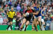 20 August 2017; James O'Donoghue of Kerry in action against Chris Barrett of Mayo during the GAA Football All-Ireland Senior Championship Semi-Final match between Kerry and Mayo at Croke Park in Dublin. Photo by Piaras Ó Mídheach/Sportsfile