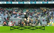 20 August 2017; Cillian O'Connor of Mayo jumps the bench before the team picture before the GAA Football All-Ireland Senior Championship Semi-Final match between Kerry and Mayo at Croke Park in Dublin. Photo by Piaras Ó Mídheach/Sportsfile
