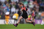 20 August 2017; Lucy Watters of Collon National School, Co Louth, representing Mayo, during the INTO Cumann na mBunscol GAA Respect Exhibition Go Games at half time of the GAA Football All-Ireland Senior Championship Semi-Final match between Kerry and Mayo at Croke Park in Dublin. Photo by Stephen McCarthy/Sportsfile