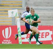 22 August 2017; Alison Miller of Ireland runs in for her side's second try during the 2017 Women's Rugby World Cup 5th Place Semi-Final match between Ireland and Australia at Kingspan Stadium in Belfast. Photo by Oliver McVeigh/Sportsfile