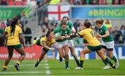 22 August 2017; Louise Galvin of Ireland is tackled by Grace Hamilton of Australia during the 2017 Women's Rugby World Cup 5th Place Semi-Final match between Ireland and Australia at Kingspan Stadium in Belfast. Photo by Oliver McVeigh/Sportsfile