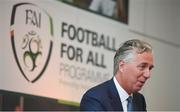 22 August 2017; FAI Chief Executive John Delaney speaks during the Football For All Strategic Plan Launch at the Marker Hotel in Dublin.  Photo by Cody Glenn/Sportsfile