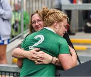 22 August 2017; A disappointed Cliodhna Moloney of Ireland is comforted by her mother Moira after the 2017 Women's Rugby World Cup 5th Place Semi-Final match between Ireland and Australia at Kingspan Stadium in Belfast. Photo by Oliver McVeigh/Sportsfile