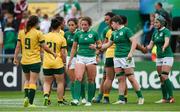 22 August 2017; Dejected Ireland players shake hands with Australia players after the 2017 Women's Rugby World Cup 5th Place Semi-Final match between Ireland and Australia at Kingspan Stadium in Belfast. Photo by Oliver McVeigh/Sportsfile