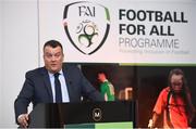 22 August 2017; Glenn Valentine, Tetrarch Hospitality, speaks during the Football For All Strategic Plan Launch at the Marker Hotel in Dublin. Photo by Cody Glenn/Sportsfile
