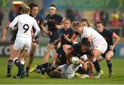 22 August 2017; Julie Annery of France is tackled by Abbie Scott of England during the 2017 Women's Rugby World Cup Semi-Final match between England and France at Kingspan Stadium in Belfast. Photo by Oliver McVeigh/Sportsfile