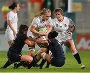 22 August 2017; Alex Matthews of England is tackled by Gaelle Mignot and Julie Annery of France during the 2017 Women's Rugby World Cup Semi-Final match between England and France at Kingspan Stadium in Belfast. Photo by Oliver McVeigh/Sportsfile