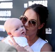 22 August 2017; Dee Devlin and Conor McGregor Junior during the Grand Arrival at Toshiba Plaza in Las Vegas, USA, ahead of the boxing match between Floyd Mayweather Jr and Conor McGregor at T-Mobile Arena in Las Vegas on Saturday August 26. Photo by Stephen McCarthy/Sportsfile