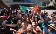 22 August 2017; Conor McGregor supporters prior to the Grand Arrival at Toshiba Plaza in Las Vegas, USA, ahead of the boxing match between Floyd Mayweather Jr and Conor McGregor at T-Mobile Arena in Las Vegas on Saturday August 26. Photo by Stephen McCarthy/Sportsfile