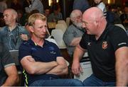 23 August 2017; Leinster head coach Leo Cullen, left, and Dragons head coach Bernard Jackman at the Guinness PRO14 season launch at the Aviva Stadium in Dublin. Photo by Ramsey Cardy/Sportsfile